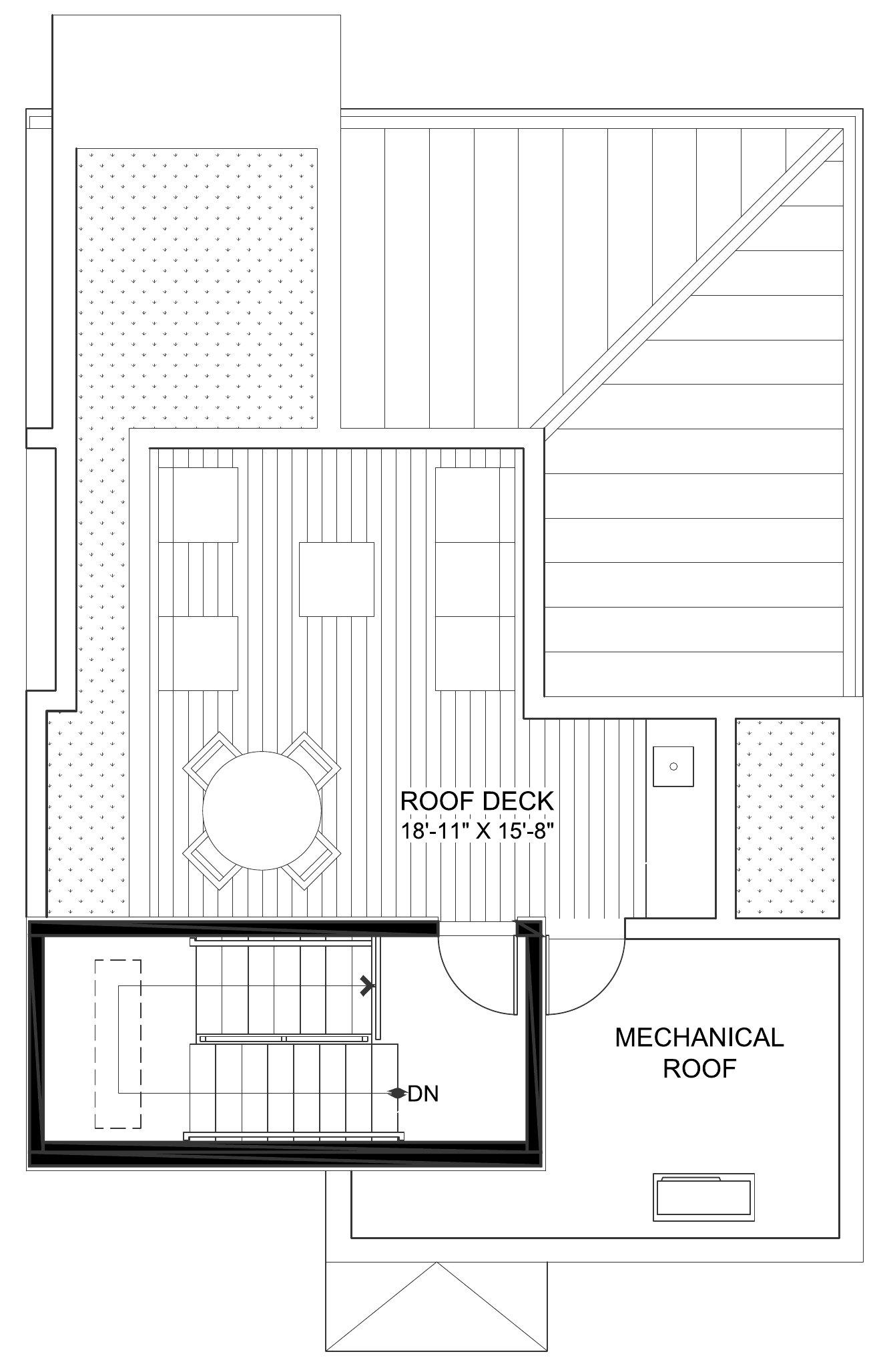917 Hilldale Avenue, West Hollywood, CA 90069: Roof level floor plan, Private roof deck