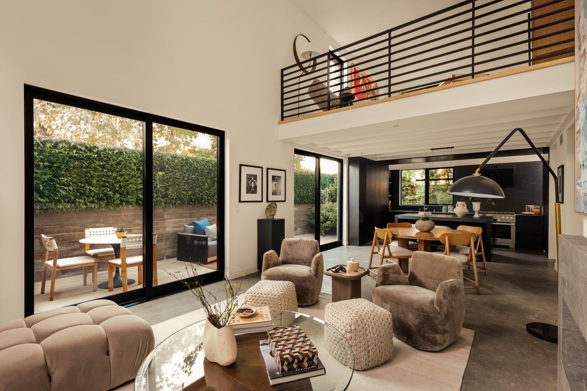 917 Hilldale Avenue, West Hollywood, CA 90069: Living and dining from the mezzanine